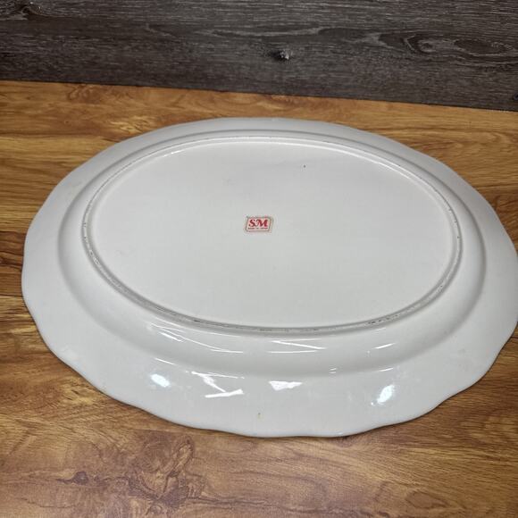 VTG Large Brown Transfer Ware Thanksgiving Turkey Platter SM Japan 18x14” - Picture 8 of 10